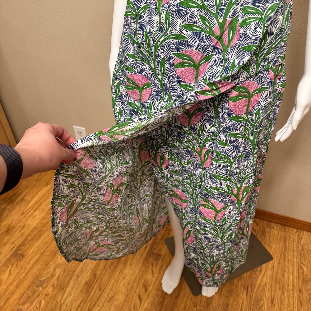 NWT Liberty & Justice Midi Dress Small Pink Green Tropical Resort Vacation - Picture 6 of 12